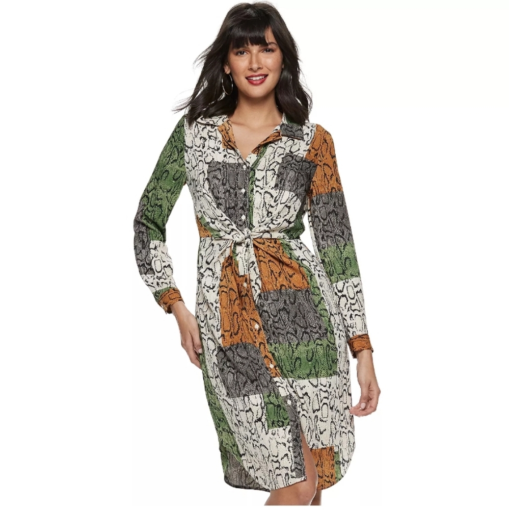 Nine West Multicolor Long Sleeve Dress